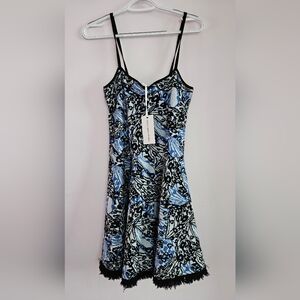 Torn By RONNY KOBO Blue and Black Patterned LIZA Dress